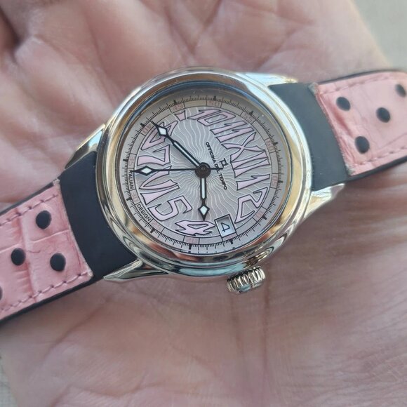 Officina Del Tempo WristWatch Pink Leather Black Rubber Band Date Calendar Watch main image 7
